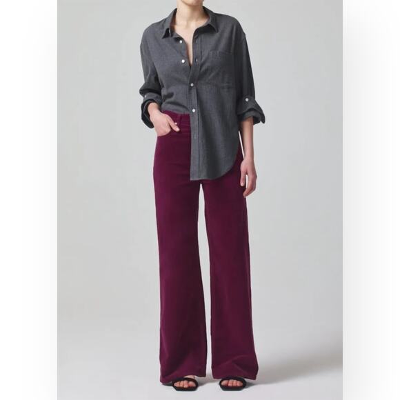 New $240 CITIZENS OF HUMANITY Paloma Corduroy Pants Wide Leg Baggy Red Hippie - Picture 11 of 13